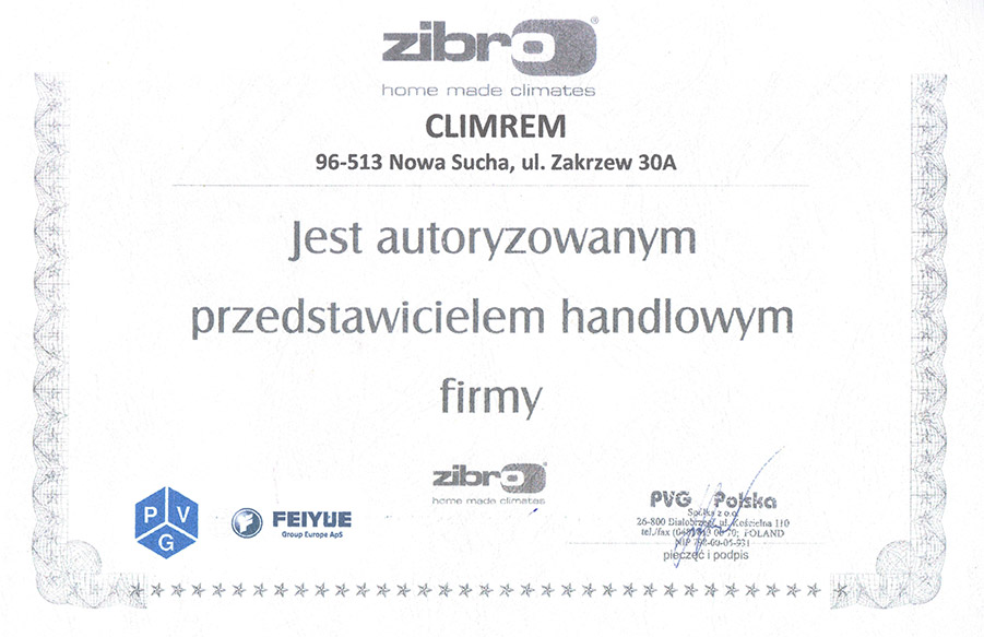 Certyfikat Zibro